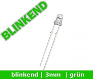 LED BLINKEND 3mm "GRÜN" 8.000mcd LEDs